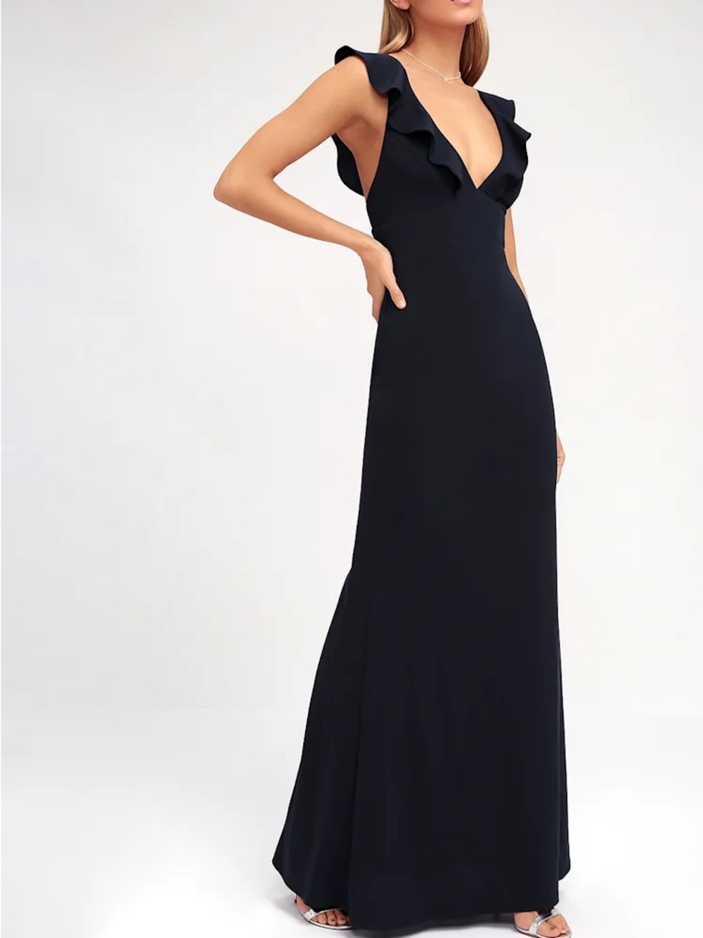Lulus Perfect Opportunity Navy Blue Maxi Dress Size Small Bridesmaid Formal